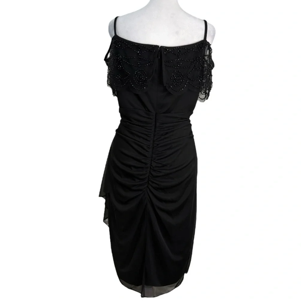 NWT DJ Jaz Black Embellished Cold Shoulder Jersey Sheath Dress Size 14